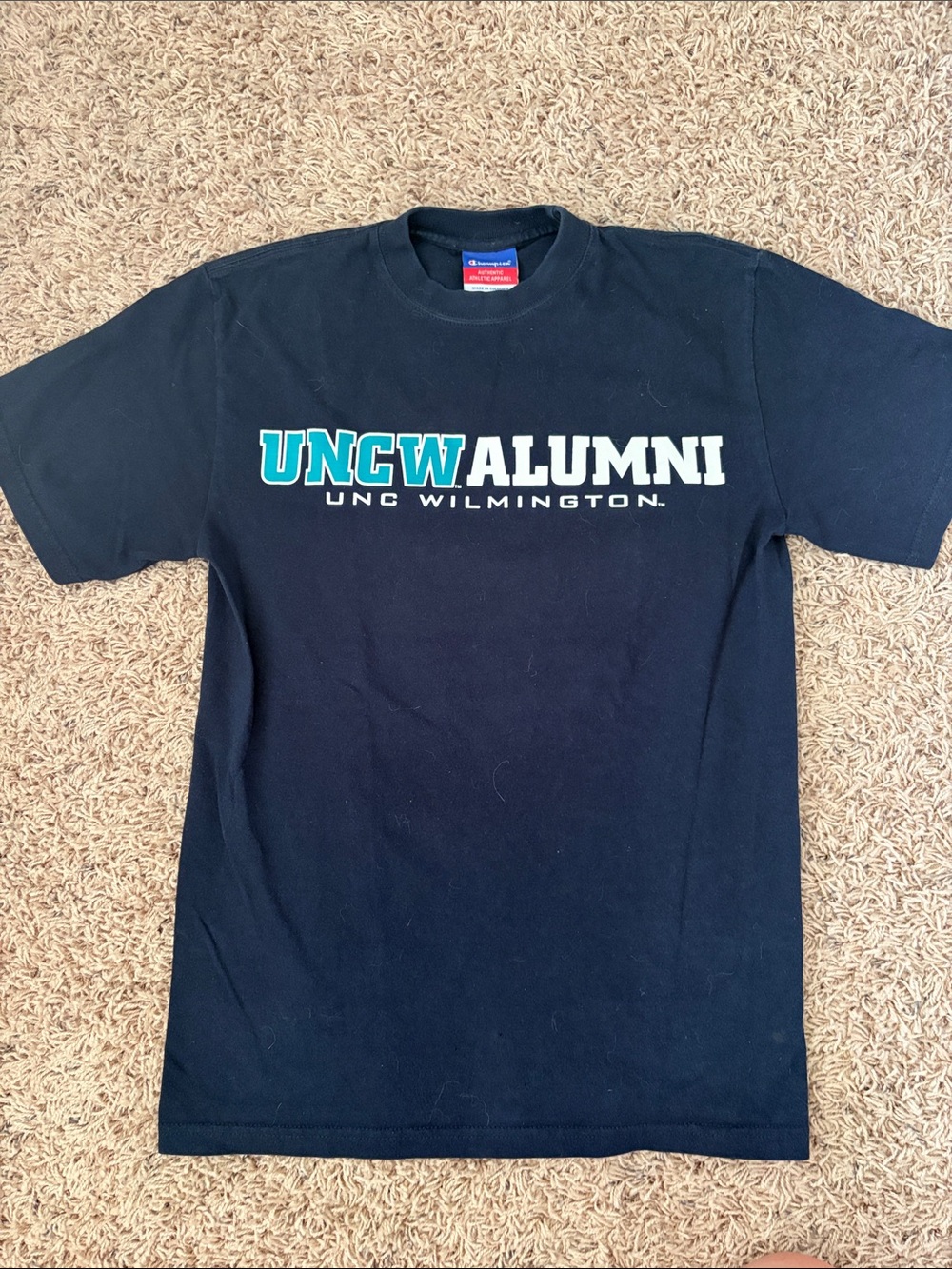 Champion Navy UNCW Alumni Short Sleeve Tee with Teal and White Logo